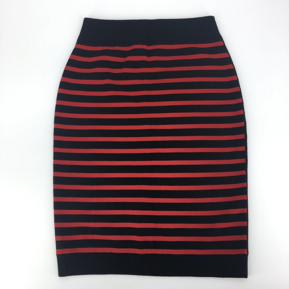 Marc Jacobs Red Black Stripe Wool Knit Skirt NWT